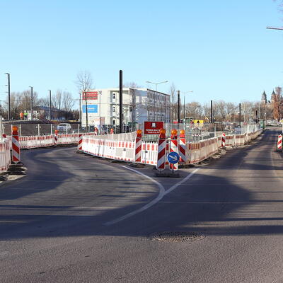 Provisorische Verkehrsführung Magdeburger Brückstraße sichert Verkehrsfluss