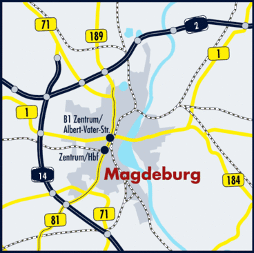 Umgebungskarte von Magdeburg