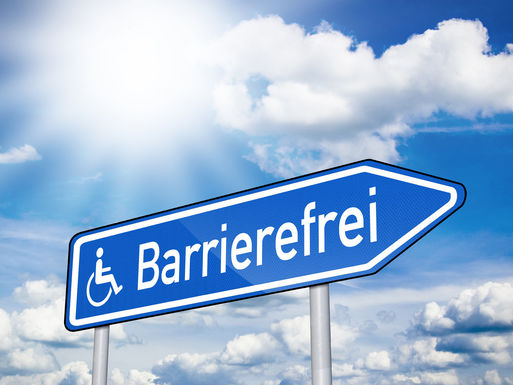 Bild vergrößern: Schild mit der Aufschrift Barrierefrei