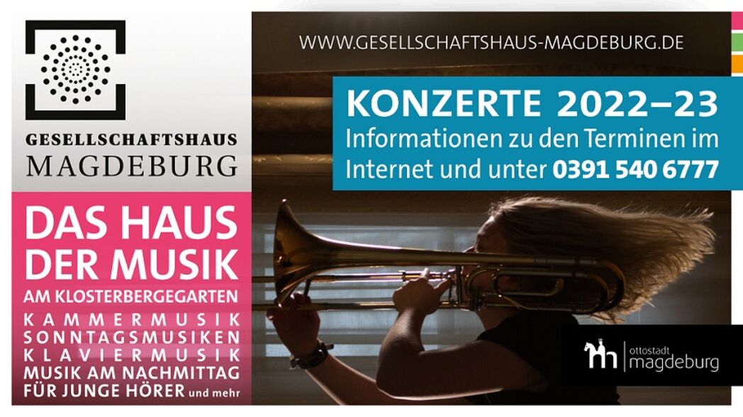 Bild GH: LED Werbetafel_Konzerte 2022/23 © Gesellschaftshaus Magdeburg (Layout: Tobias Hammer)