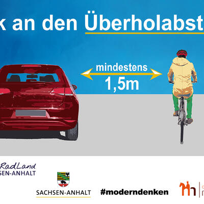 Hinweis zum berholabstand zwischen Auto und Radfahrenden